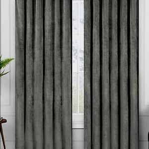 Two velvet gray window panels